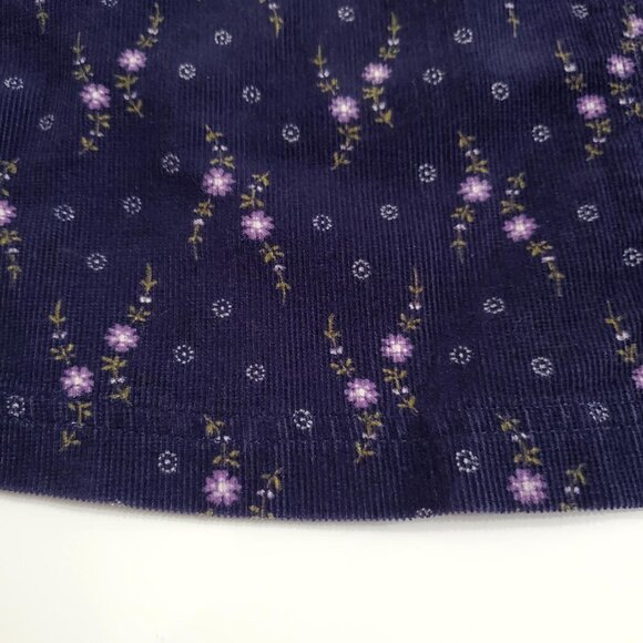 GAP Vintage Girls Corduroy Jumper Dress XL Navy Floral Cotton Pockets Sl… - Picture 10 of 12